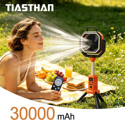 30000mAh Spray Camping Fan with Remote Control and 38H Max Runtime – Outdoor 6L Water Tank 4Nozzle Mist Spray Fan for Fishing