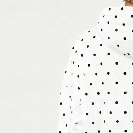 Lamuusaa y2k Women Sweatshirt with Front Pocket Polka Dot Print Long Sleeve Hooded Pullover Hoodies 2000s Clothing Streetwear