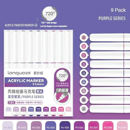 LANGUO 207/9 Colors Direct Liquid Acrylic Marker Soft Brush Paint Pen For Manga Graffiti Crafts Art School Supplies Stationery
