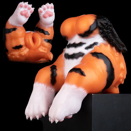 GEEBA Realistic Tiger-print Design Liquid Silicone Male Masturbator Cup Fantasy Animal Butt Pocket Pussy Men's Stroker Adult Toy