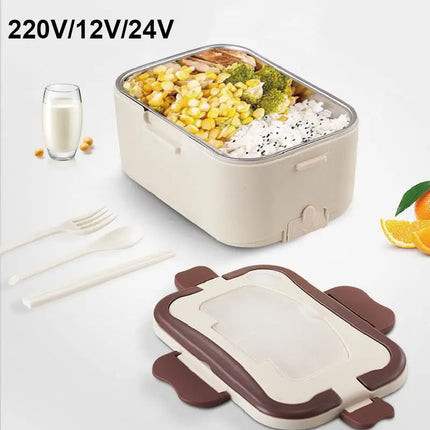 1.5L 45W Electric Lunch Box Food Warmer Portable Food Heater for Car Or Home - Leak Proof 304 Stainless Steel Liner 12V/24V