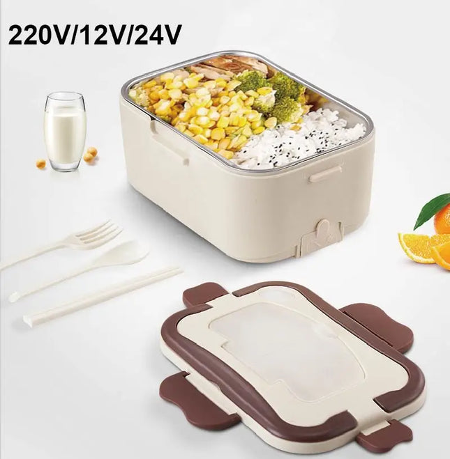 1.5L 45W Electric Lunch Box Food Warmer Portable Food Heater for Car Or Home - Leak Proof 304 Stainless Steel Liner 12V/24V