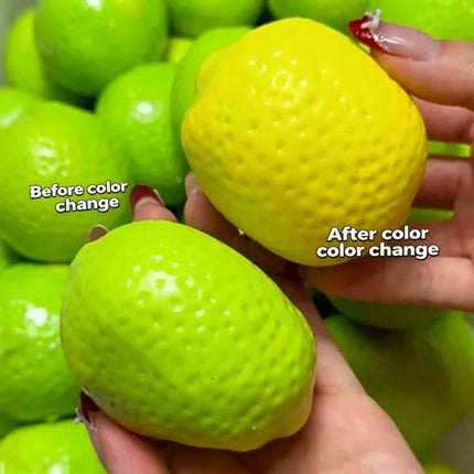 Handmade Crispy Lemon Stress Ball Squeeze Toy Color-Changing Fruit Crunchy Squishy Fidget Ball ASMR Sensory Stress Relief Toy