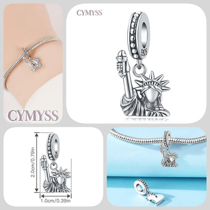 S925 Sterling Silver Charm Bead Angel Prayer Travel Memorial Pendant Fine Birthday Gift Fit Bangle Bracelet Necklace DIY Jewelry