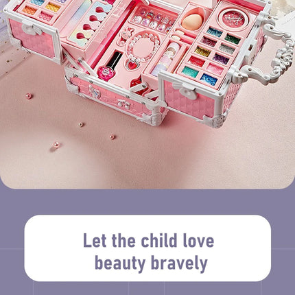 Kids Makeup Kit for Little Girls 49 Pcs Washable Makeup Kit Kids Real Girls Makeup Kit with Cosmetic Case ，Birthday Gifts