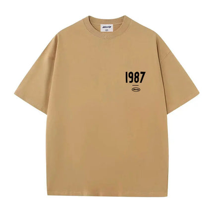 summer new Hot figure Simplicity Numbers 1987 print cotton men's and women's T-shirts Fashion casual shopping shirt short sleeve
