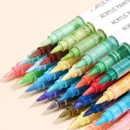 LANGUO 171/9 Colors Direct Liquid Acrylic Paint Pens Brush Marker for Rock Painting Stone Canvas DIY Art Supplies Stationery