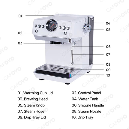 CAFOVO E160 58mm Semi-Auto Espresso Machine With PID Temp Control And Cold Brew Coffee Maker for Barista Latte Iced Americano