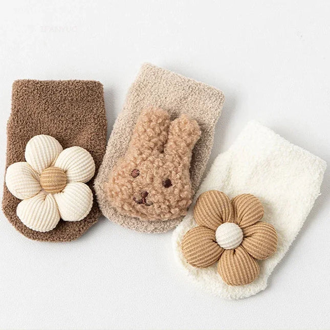 Cartoon Bear Rabbit Newborn Infant Warm Socks Autumn Winter Thickened Boys Girls Kids Sleep Socks Cute Baby Children Floor Sock