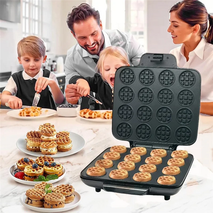 B59B-Multi Waffles Maker 16 Waffle Molds Nonstick Waffle Iron With Quick Heat-Up Nonstick Mini Waffles Maker