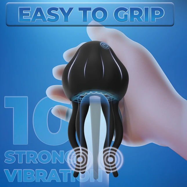 Delayed Ejaculation Vibrate Jellyfish Penis Trainer Clit Nipple Massager Male Glans Vibrators Adult Masturbation Sex Toys 18+