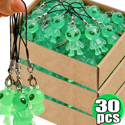 1-30pcs 2026 New Luminous Alien Mobile Phone Lanyard Backpack Keychains Pendants Cute and Glowing Creative Small Pendant