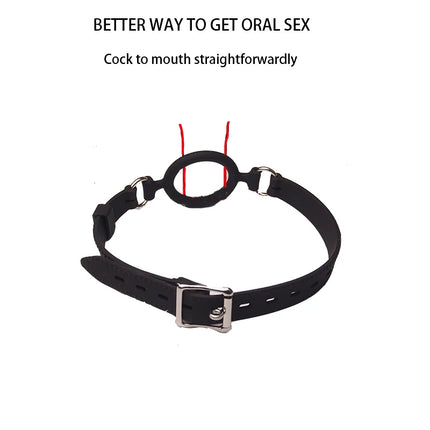 Full Silicone O Ring Gag Strap,Open Mouth Bite Gag,Fetish Oral Fixation BDSM Toys,Sex Slave Bondage Muzzle SM Couple Game Tools