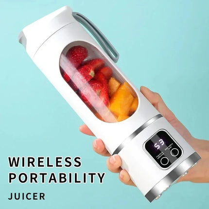Portable Cordless USB Rechargeable Electric Juicer Cup Blender with Digital Display for Fruit Milkshake Making Home Outdoor Use