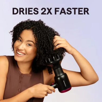 Ionic hair dryer for curly hair with diffuser, ceramic technology, 1875W fast drying, 3 attachments, light and quiet, rose gold