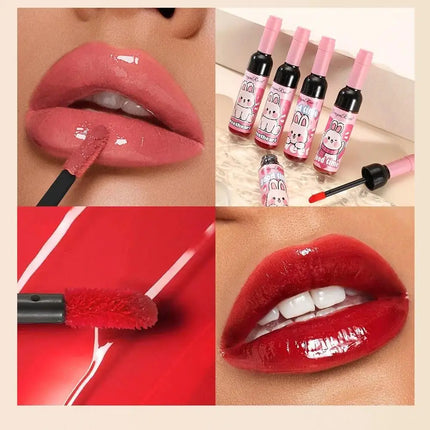 Wine Bottle Shaped Lip Gloss Set Long Lasting Moisturizing Non Transfer Liquid Lipstick With Cute Cartoon Design