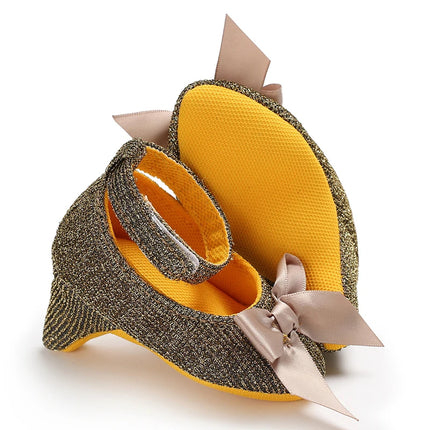 Princess Style Newborn Baby Girl Cute Shoes Solid Color Bow High Heels First Step Toddler Walk Party Dress Footwear