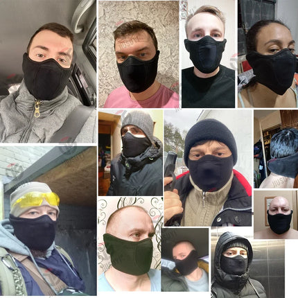 Fashion Winter Thermal Balaclava Full Face Mask Skiing Hat Bandana Hat Windproof Snowboard Scarves Women's Men Helmet Cap Black