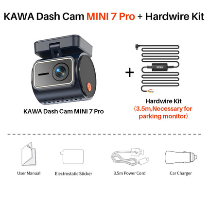 KAWA 4K Front Dash cam MINI 7 Pro,WiFi Car Camera with APP/Voice Control/WIFI6/GPS, AUTO Video Recorder,Dashcam,HDR,Dash camera