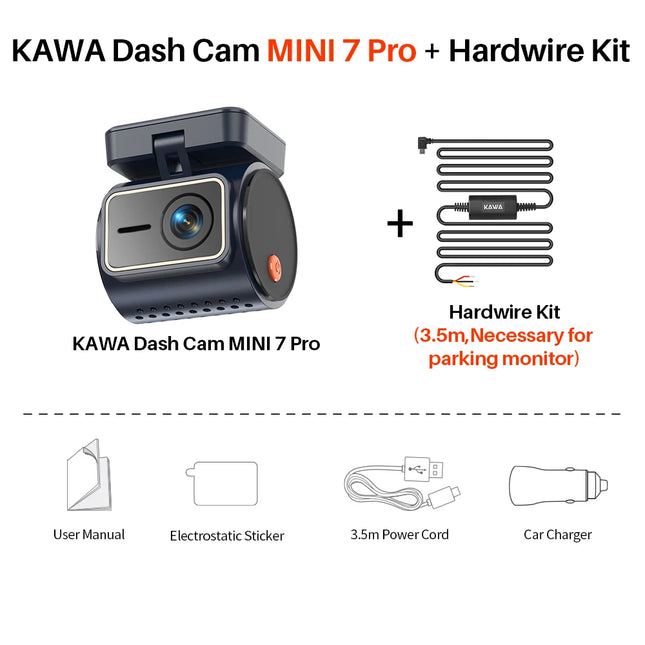 KAWA 4K Front Dash cam MINI 7 Pro,WiFi Car Camera with APP/Voice Control/WIFI6/GPS, AUTO Video Recorder,Dashcam,HDR,Dash camera