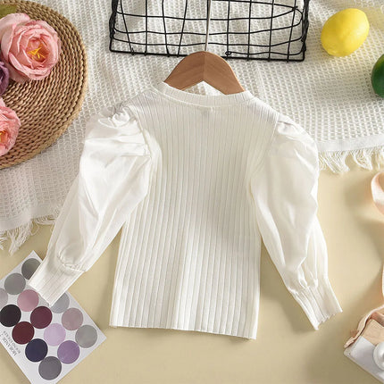 Bear Leader Blouse Girls Puff Long Sleeve Kids Girls Shirt White Blouse Tops Children Clothes Baby Toddler School Princess