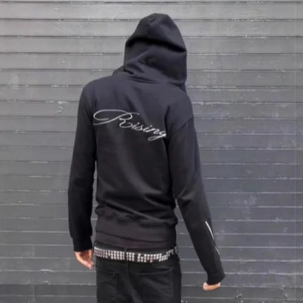 Rivet Decorated Multi Zipper Cardigan Streetwear Punk Gothic 2000s Long Sleeve Casual Coat Asymmetric Aesthetics Masked Hoodies