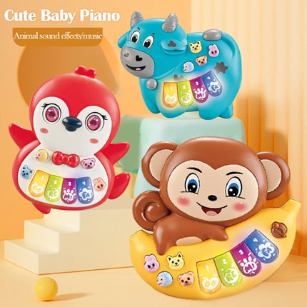 Cartoon Electric Music Toys for Kid, Lighting Musical Piano Model Lion Rabbit Elephant Early Education Gifts