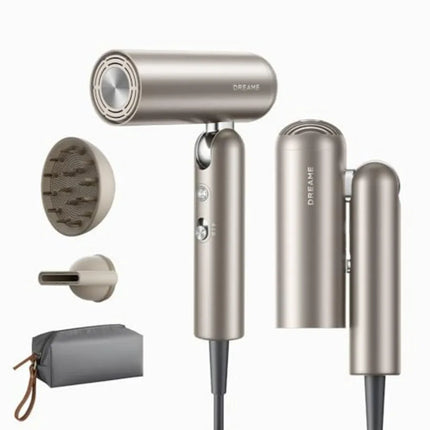 Travel hair dryer for global use, ionic ceramic material, matte black, dual voltage 120V/240V, fast drying with low noise and n