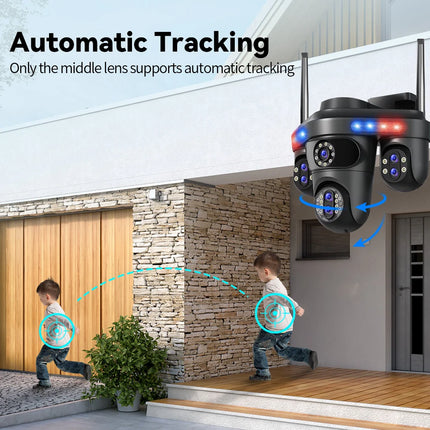 DIFANG 35MP WiFi IP Camera 4 Screens 7 Lens 10X Zoom Outdoor Wireless PTZ Security Cam Auto Tracking CCTV Surveillance Camera