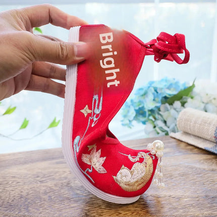 Chasing Moon Hot Sale Of The Season New Style Ming Dynasty Hanfu Shoes National Style Upturned Head Cotton Shoes Ancient Wedding