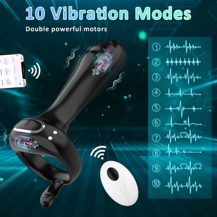 Wireless Bluetooth Cockring Vibrator Male Delay Ejaculation Remote Control Penis Sleeve Vaginal Stimulator Sex Toys for Couple