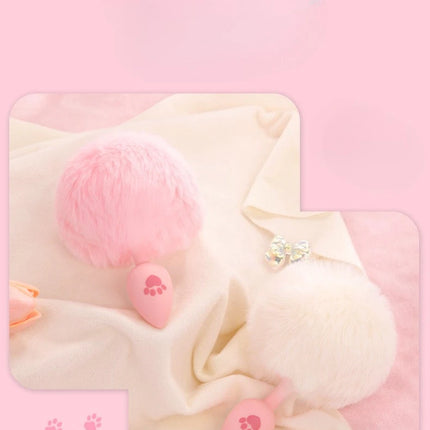Silicone Fox Tail Anal Plug for Couples Cat Claw Print Role Play Tail Masturbation Sex Toys Adult Women Flirting Games Butt Plug