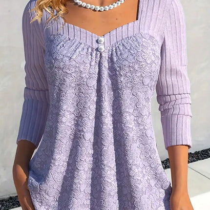 Plus Size 1XL-5XL Autumn Women's T shirt Ruched V-Neck Long Sleeve Ruched Print Casual Basic Fashion Autumn Tee Tops