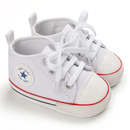 Baby Canvas Classic Sports Sneakers Newborn Baby Boys Girls Print Star First Walkers Shoes Infant Toddler Anti-slip Baby Shoes