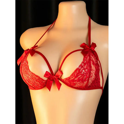 Brief Sets Delicate Bra Kit Push Up Breves Sets Woman Lace Transparent Underwear Bowknot Sexy Costumes Seamless Thong Bra Suit