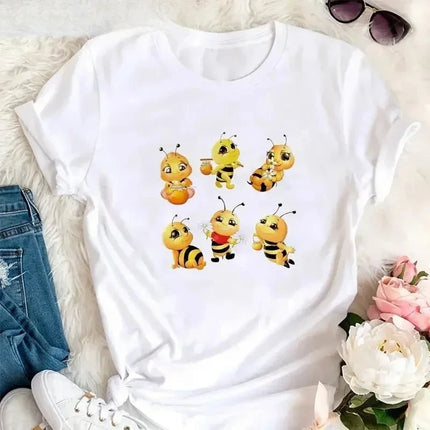 Summer Kawaii Funny Little Bee Print Kids T-shirt Harajuku Children Clothing Tees Cotton Fashion Girls Boys Short Sleeve T-shirt