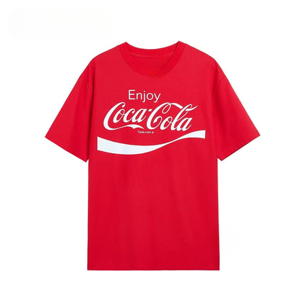 2026 Summer Trendy Fashion Coke Simple Letter Logo Red Luxury Casual T-Shirt Men's and Women's Luxury Top Fashion Casual Top