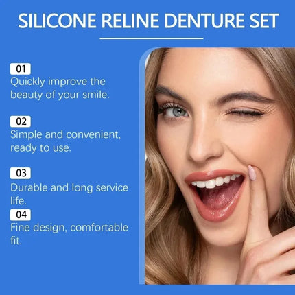 False Teeth One Application, Comfortable New Silicone False Teeth Veneers，No Surgery or Braces Needed.