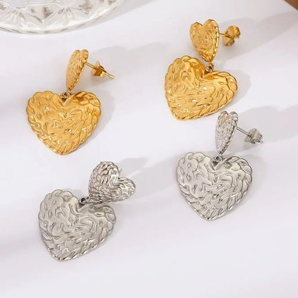 Fashionable elegant waterproof stainless steel bow heart-shaped pendant women's earrings jewelry party wedding 2025 new item