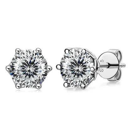 JoyceJelly 1/2/4CT VVS D Color Moissanite Russian Cut 8H8A Lab Diamond Stud Earrings For Women S925 Sterling Silver Fine Jewelry