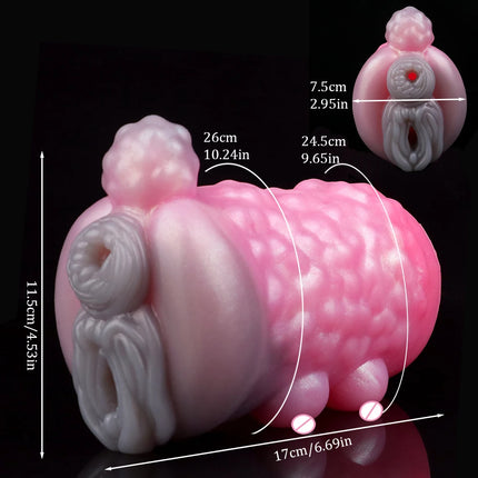GEEBA Animal She-wolf Fantasy Two channel Penis Stroker Silicone Male Masturbator Realistic Vagina Textured Pocket Pussy Sex Toy