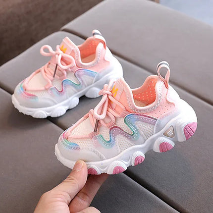 2022 Breathable Toddler Boy Sneakers Stretch Fabric Fashionable Baby Running Shoes Pink School Girl Sports Shoes Sneakers