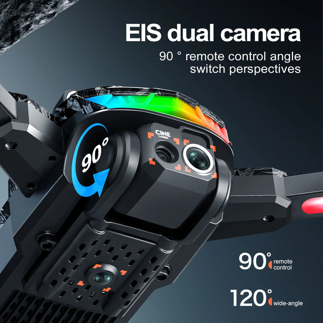 LED Stunt Drone For Night Party All Round Obstacle Avoidance Mini Drone Brushless Motor GPS Foldable One Key Take Off Landing Drone
