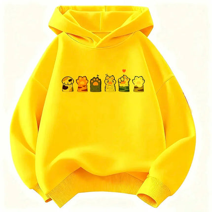 Paw Cat Children's Hoodie Sweatshirt Cute Harajuku Hoody for Boys Girls Autumn Winter Casual Hoodies