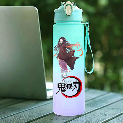 Demon Slayer  Straw Cup 750ML Children's Large Capacity Portable Kamado Nezuko Sports Plastic Bottle Anime Gradient Drinking