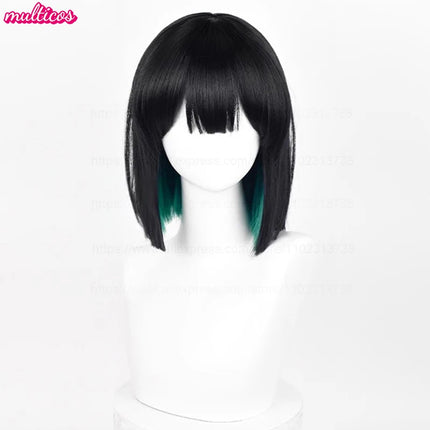 High Quality Anime Sua Cosplay Wig 30cm Black Green Mixed Bobo Heat Resistant Synthetic Hair Halloween Role Play Wigs + Wig Cap