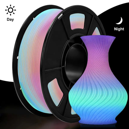 Glow in The Dark Filament Multicolor, Green, Blue, Purple and Rainbow, PLA Filament 1.75 mm, 3D Printer Filament Bundle