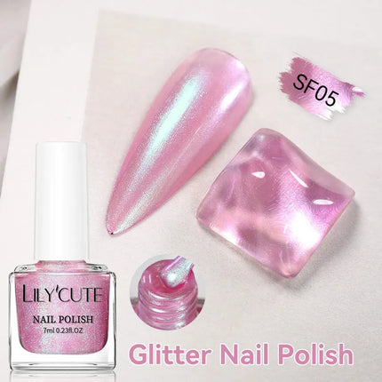 LILYCUTE 7ml Matte Nail Polish Velvet Effect Pearl Shell  Air Dry Nail Art Varnish No Need Lamp Manicure Glitter Nail Care Polis