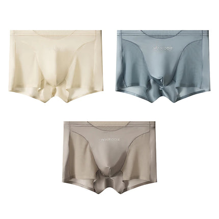 1/3PCS Luxury Satin-like Ice Silk Men Underwear Cool Breathable Double-side Mesh Men's Panties High Elastic Seamless Lingeries