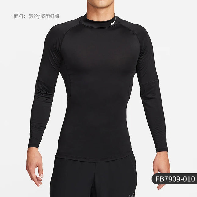 Nike Men's Slim Fit Classic Printed Fitness Long-Sleeved T-Shirt FB7909-010 for Spring and Autumn